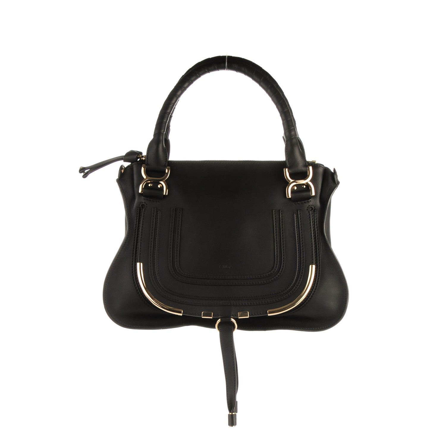Chloe Calfskin Medium Marcie Metal Bar Trim Satchel Black 1 of 9