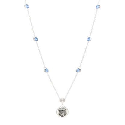 Gucci Sterling Silver Blue Zirconia Blind For Love Pendant Necklace 1 of 6