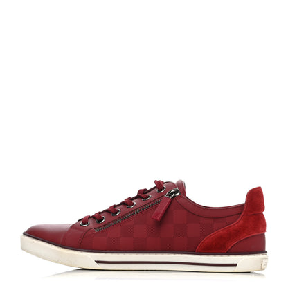 Louis Vuitton Calfskin Suede Damier Infini Aventure Zip Up Sneakers 6.5 Bordeaux 1 of 4