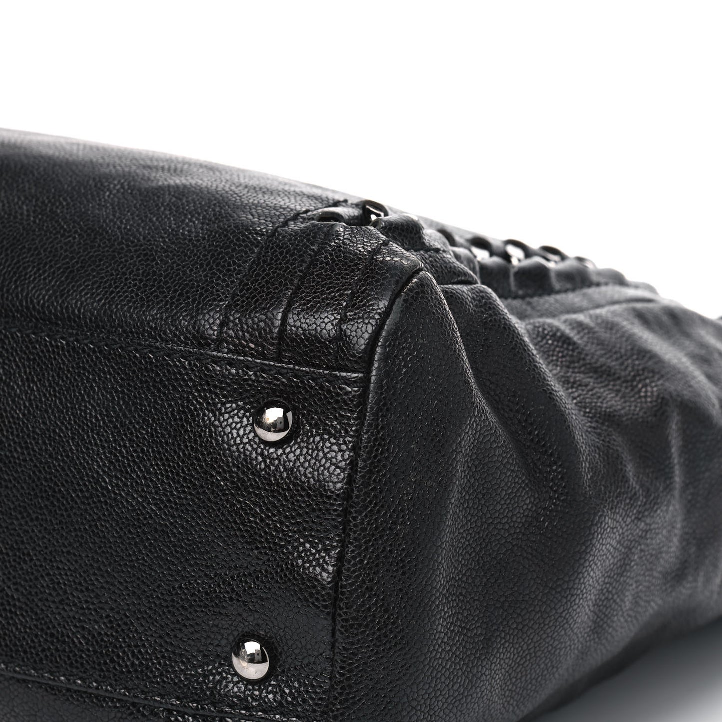 Glazed Caviar Modern Chain Tote Black