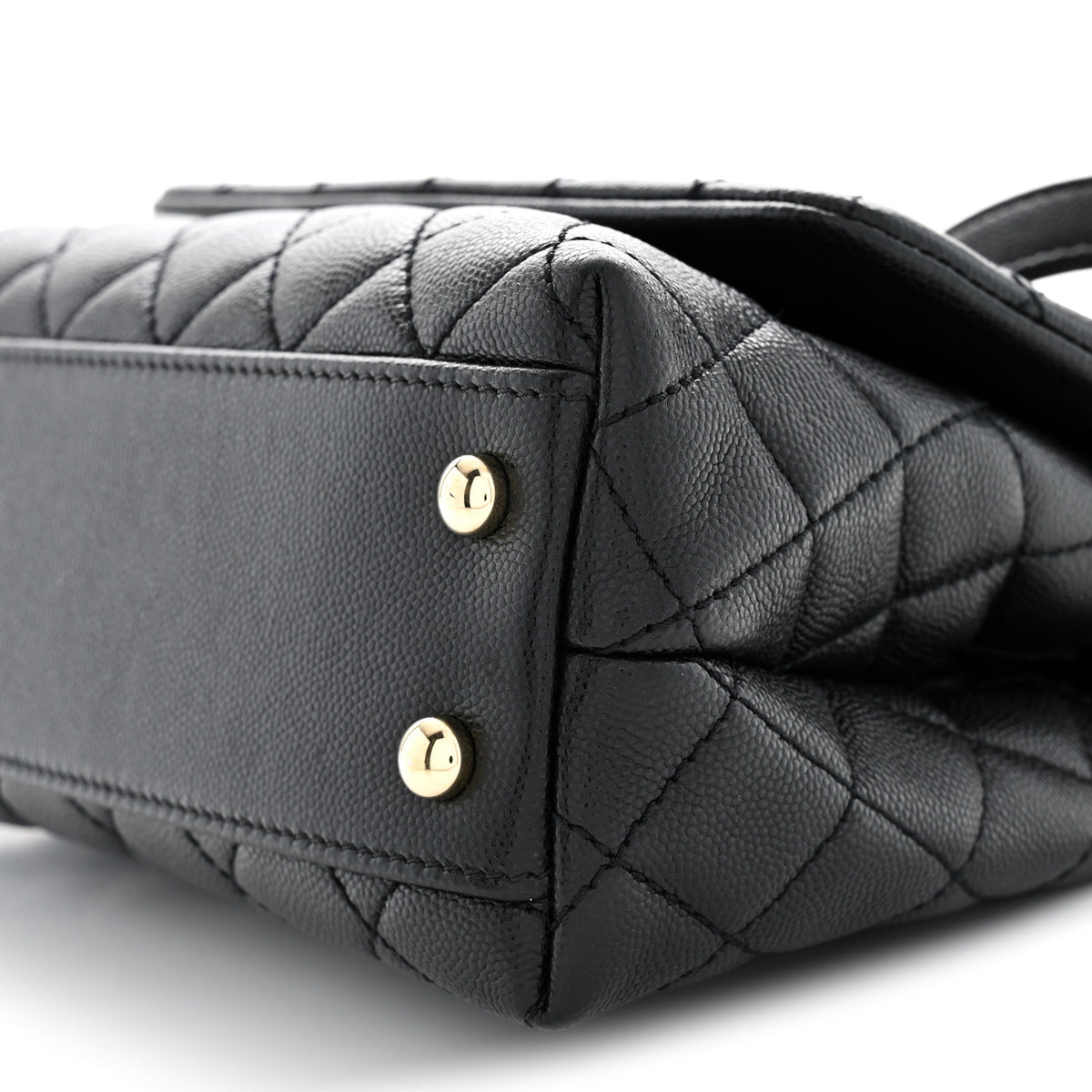 Caviar Quilted Mini Coco Handle Flap Black