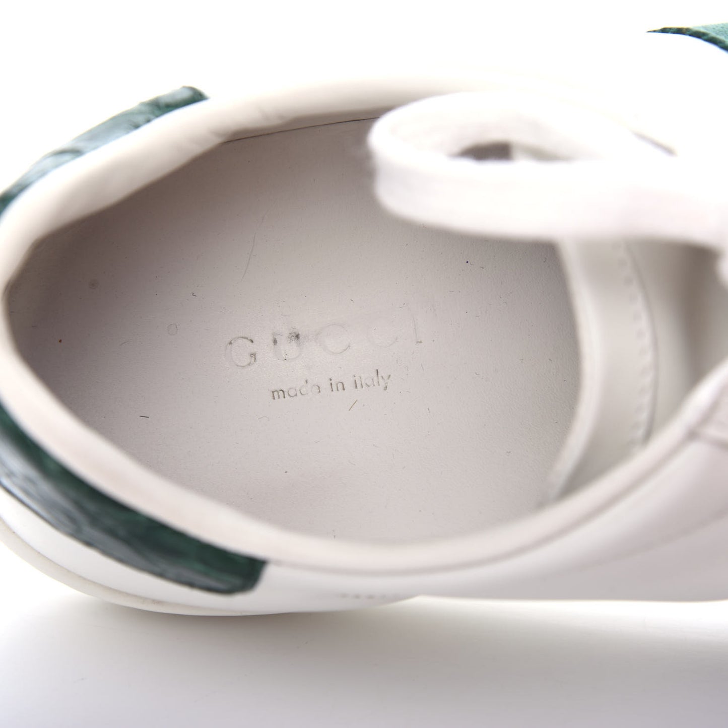 Calfskin Crocodile Web Womens Ace Sneakers 38 White Green