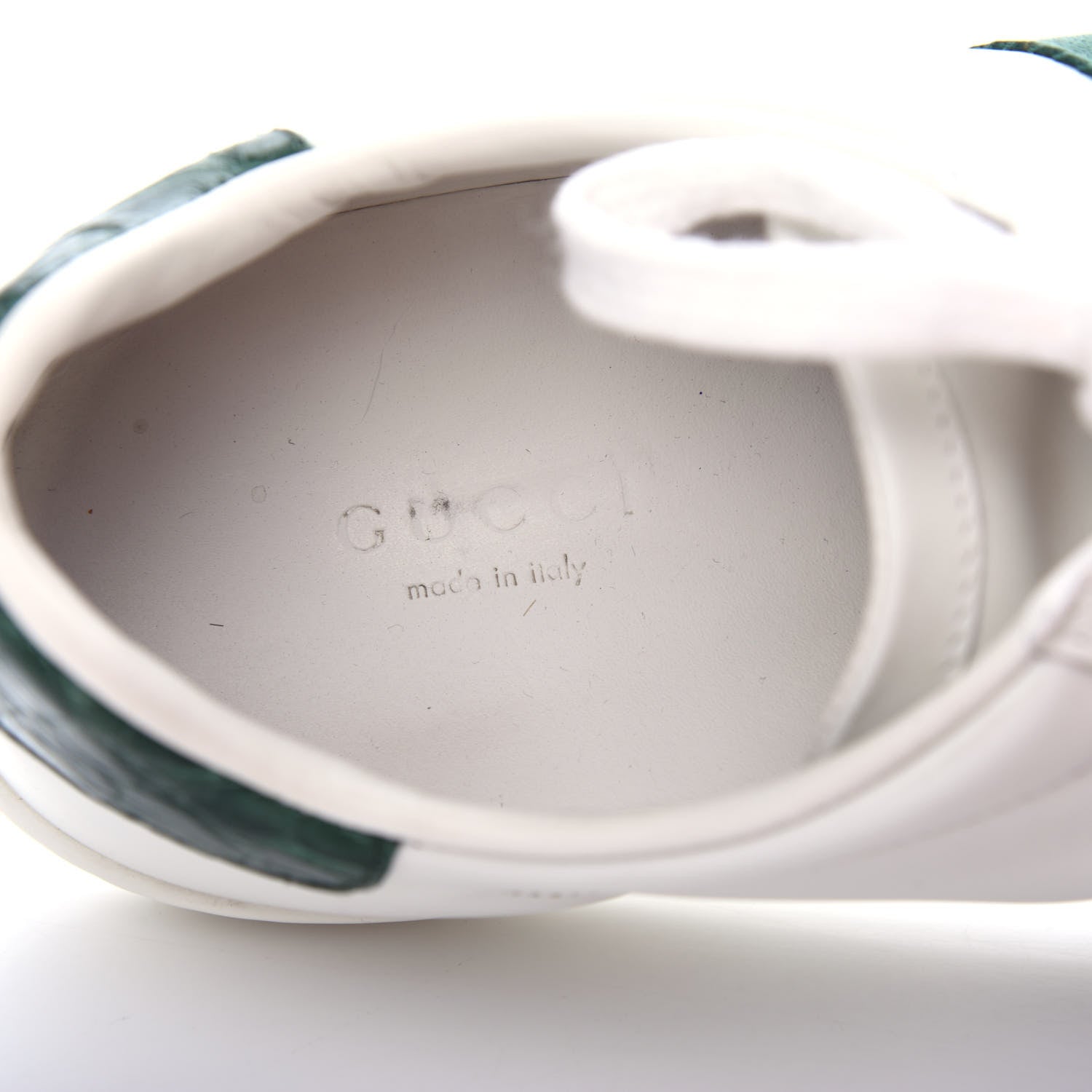 Gucci Calfskin Crocodile Web Womens Ace Sneakers 38 White Green 8 of 12