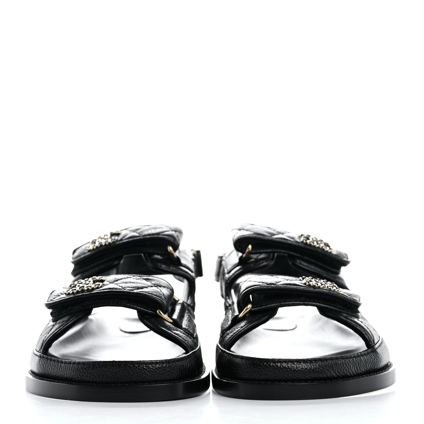 Grained Calfskin Velcro Dad Sandals 37.5 Black