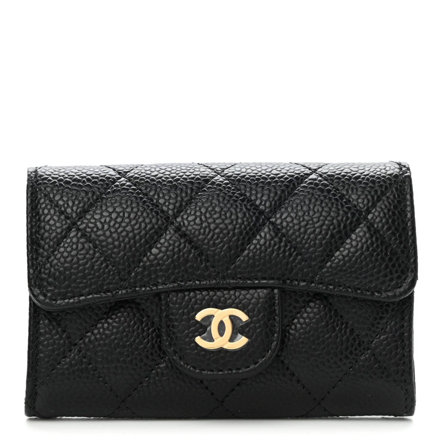 Chanel Caviar Quilted Flap Card Holder Wallet Black 1 of 9