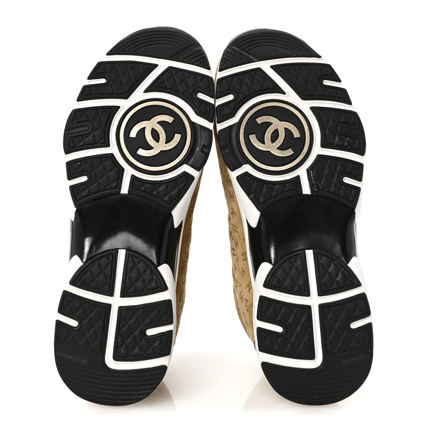 Chanel Nylon Suede Calfskin Printed CC Sneakers 36 Beige 37 Beige 6 of 9