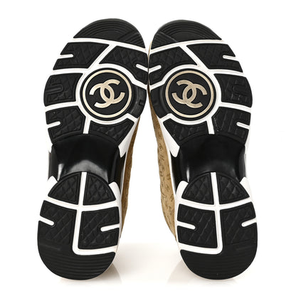 Chanel Nylon Suede Calfskin Printed CC Sneakers 36 Beige 37 Beige 6 of 9