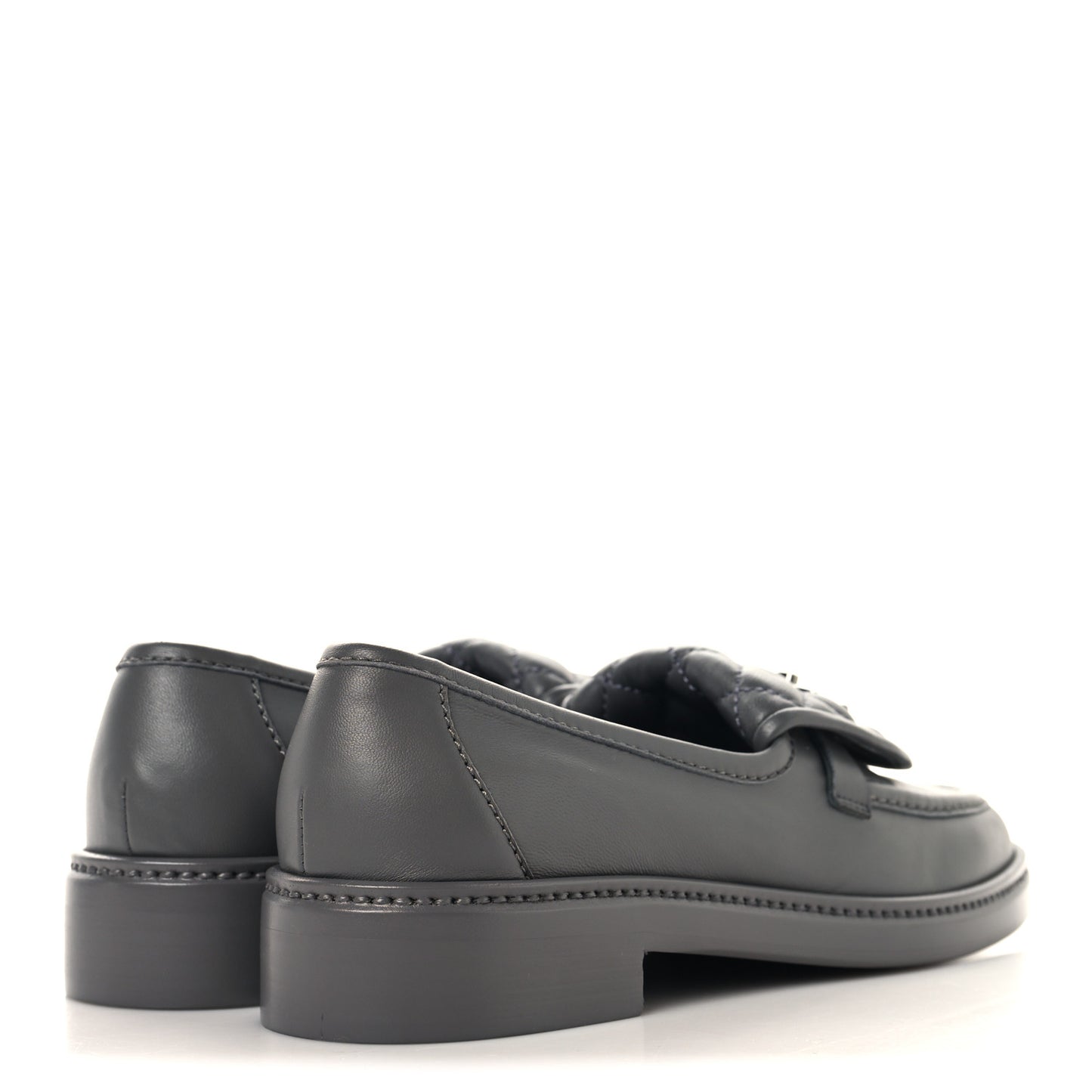 Lambskin Quilted CC Turnlock Loafers 37.5 Dark Grey