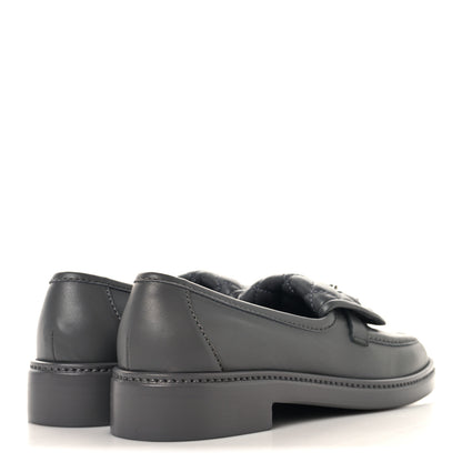 Chanel Lambskin Quilted CC Turnlock Loafers 37.5 Dark Grey 5 of 10