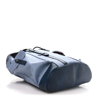 Louis Vuitton Monogram Heritage Christopher Backpack MM Blue 3 of 8
