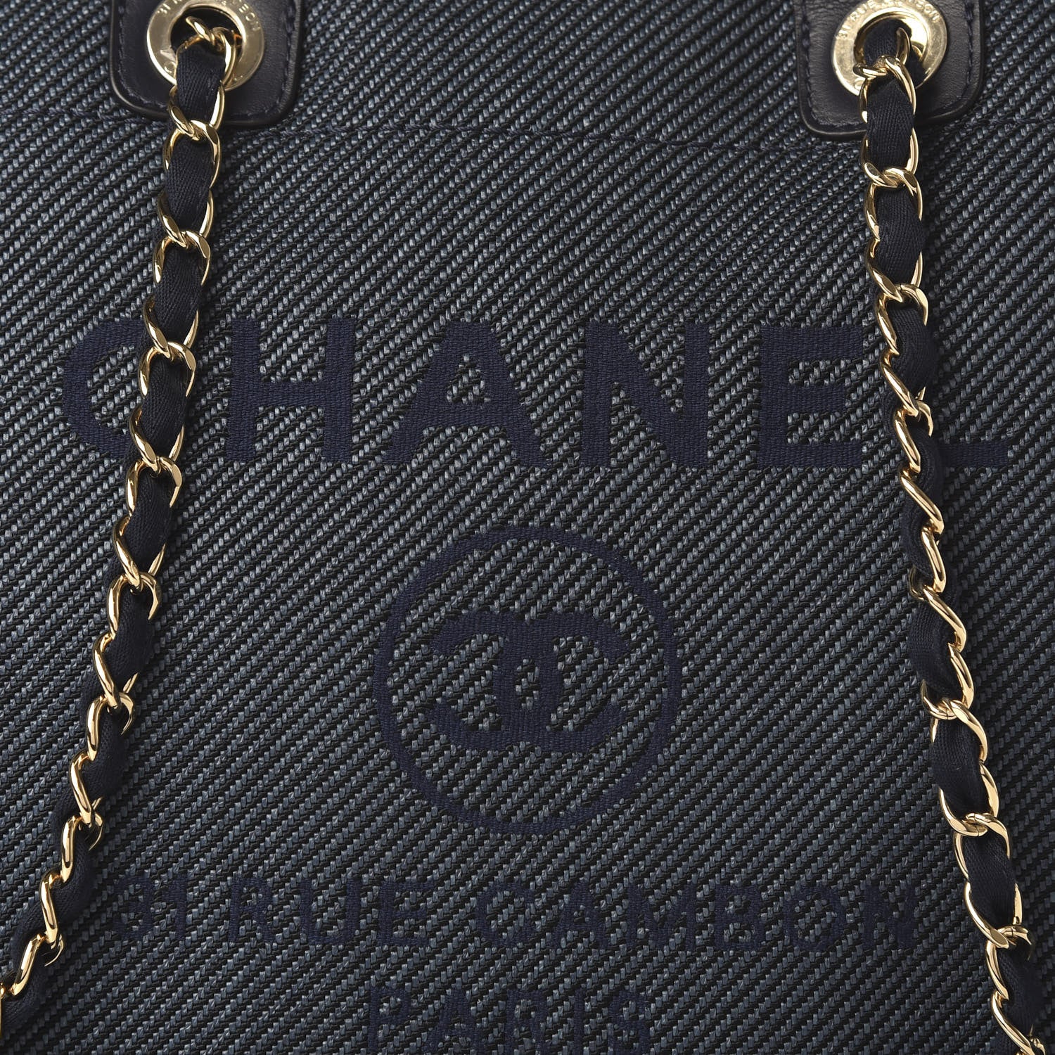 Chanel Denim Medium Deauville Tote Dark Blue 10 of 10