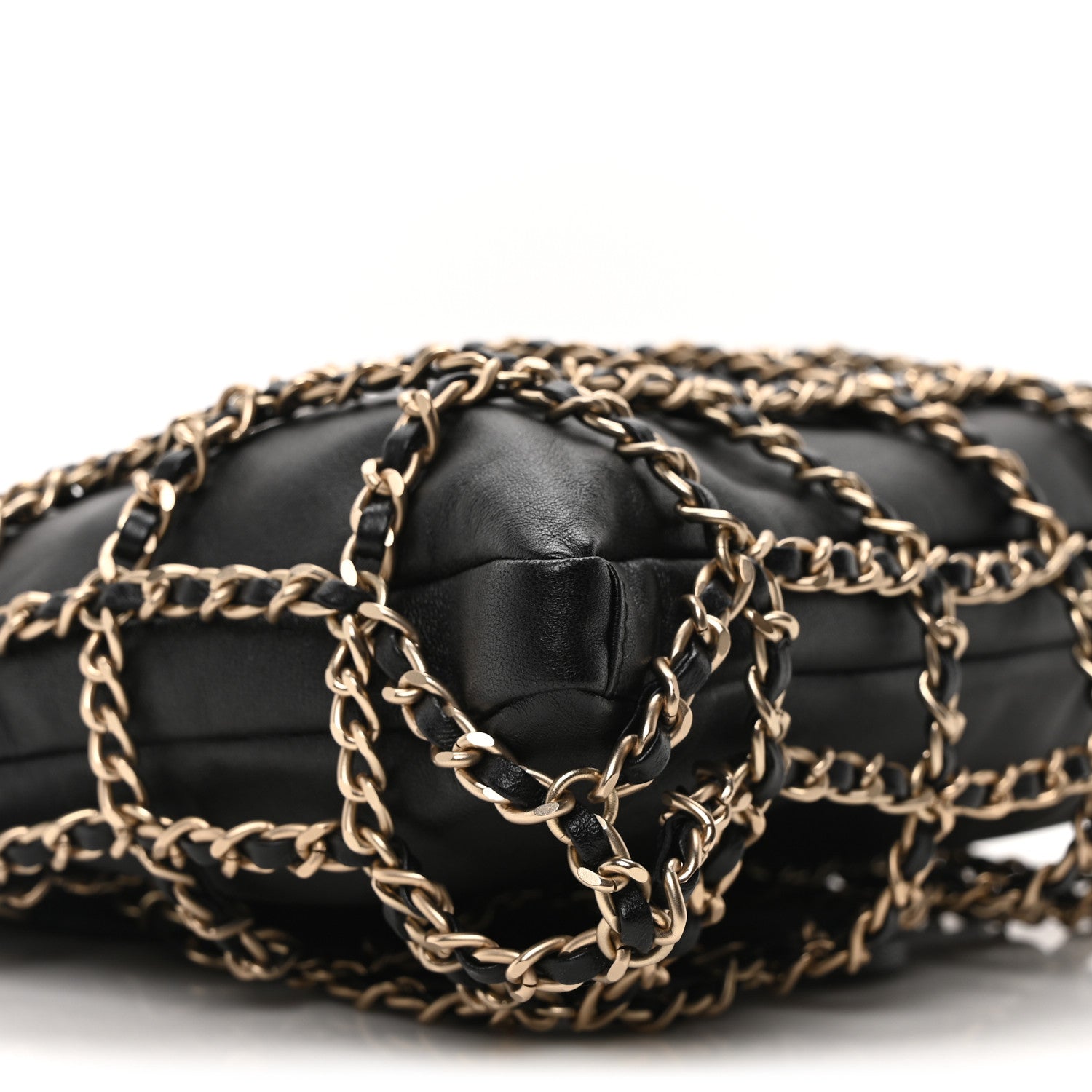 Chanel Lambskin Large Shopping Chain Tote Black 9 of 10