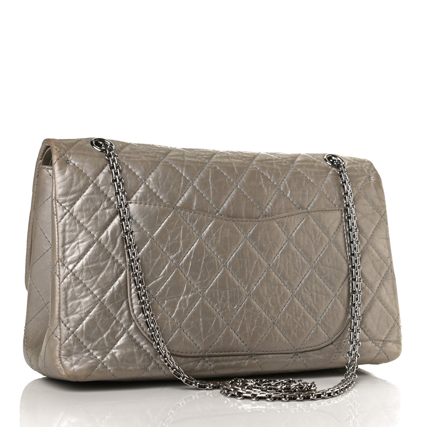 Metallic Aged Calfskin Quilted 2.55 Reissue 227 Flap Grey