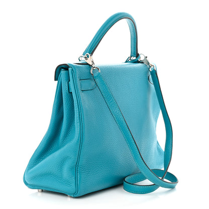 Hermes Togo Kelly Retourne 32 Bleu Paon 3 of 11
