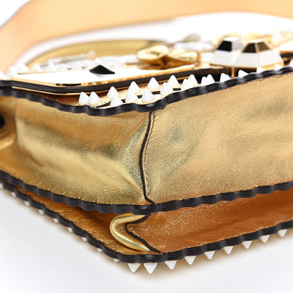 Fendi Metallic Calfskin Wonder Monster Kan I Shoulder Bag Gold 7 of 10