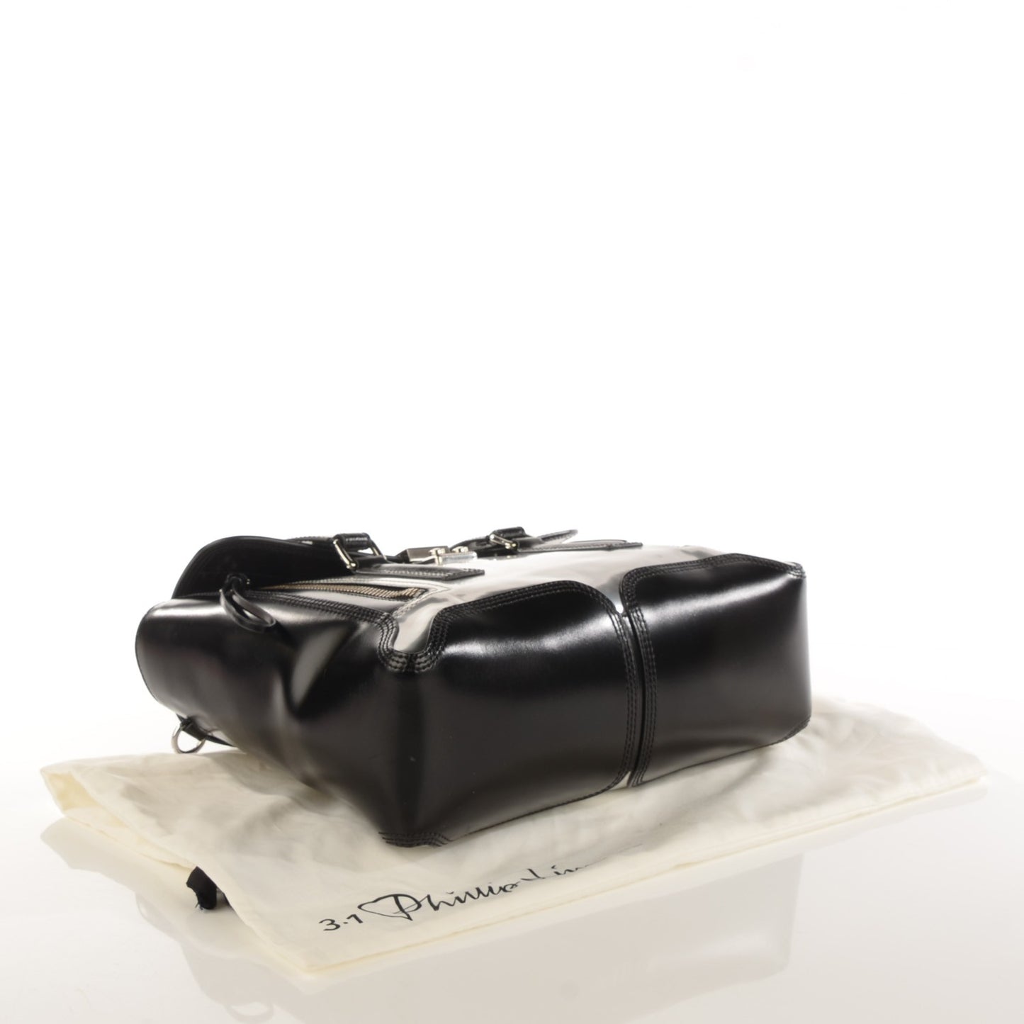 3.1 Metallic Leather Medium Specchio Pashli Satchel Black Silver