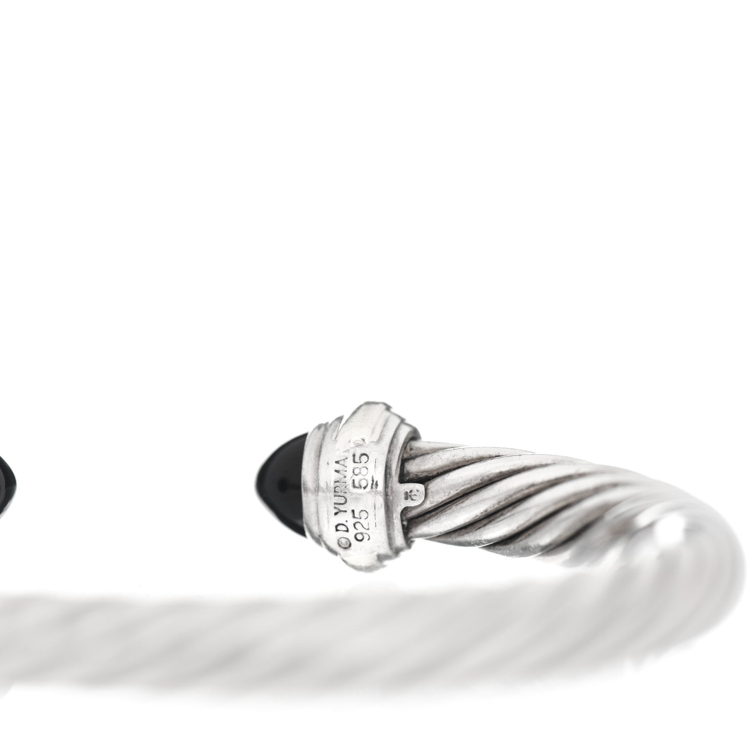 David Yurman Sterling Silver 14K Yellow Gold Black Onyx 7mm Cable Classics Bracelet 4 of 4