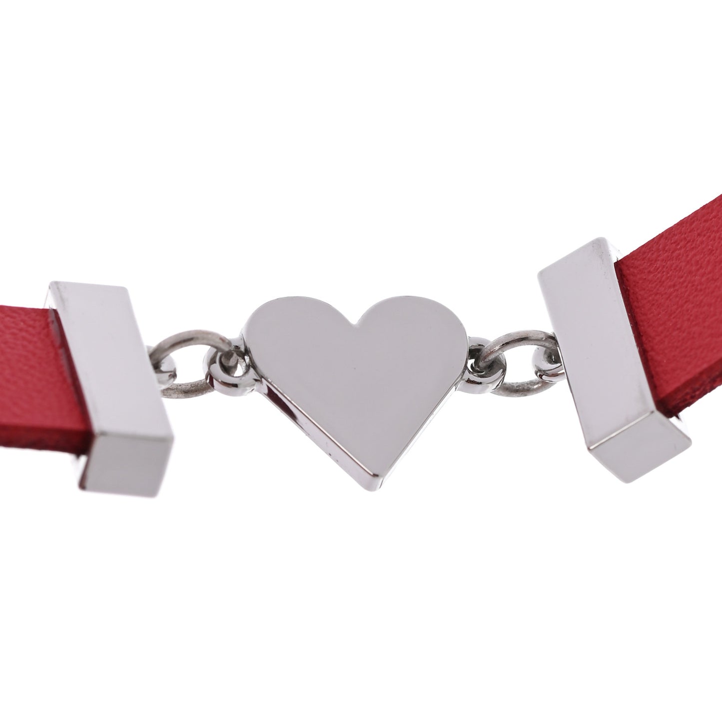 Calfskin Dior Heart Double Bracelet Red