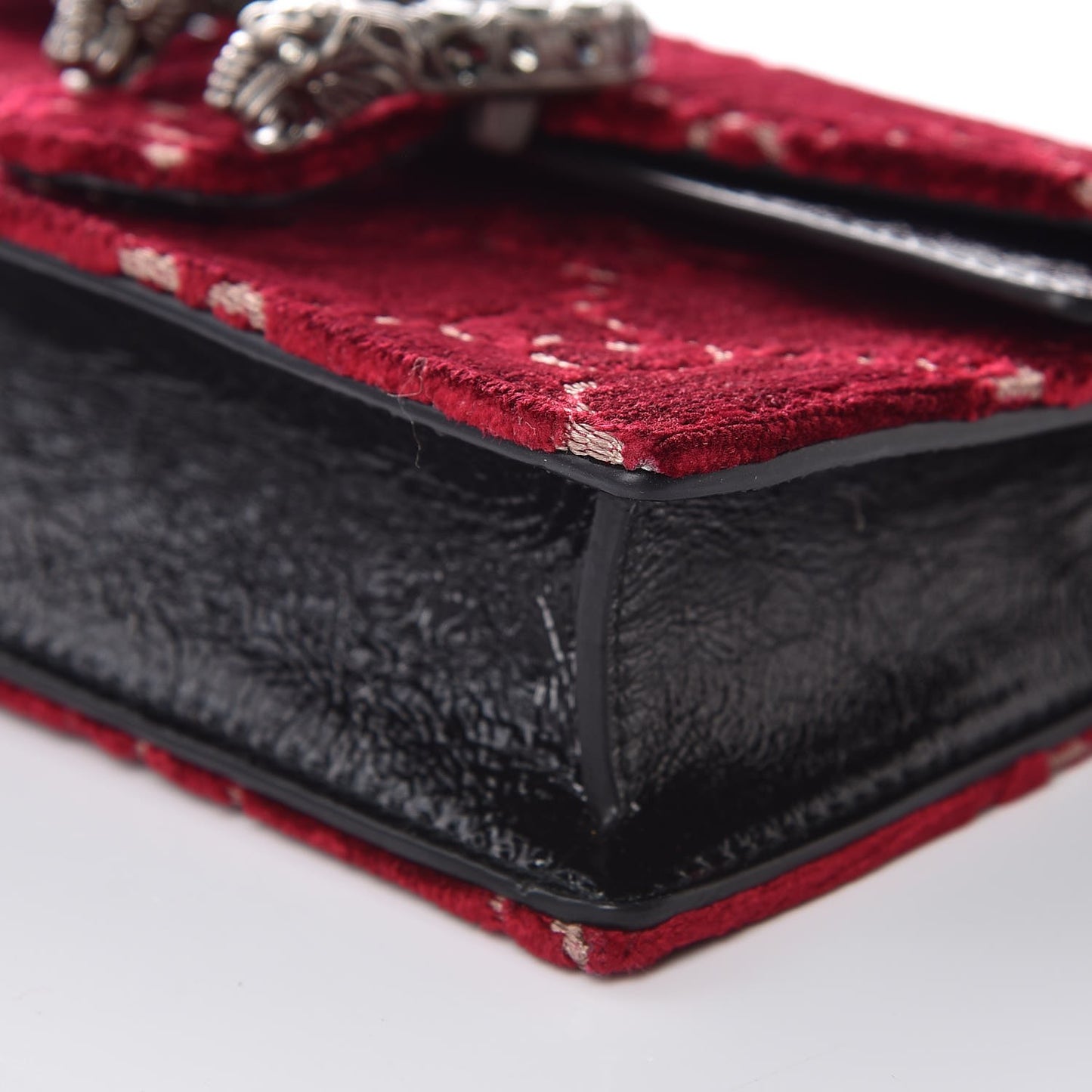Velvet GG Monogram Super Mini Dionysus Shoulder Bag Red Cipria Black