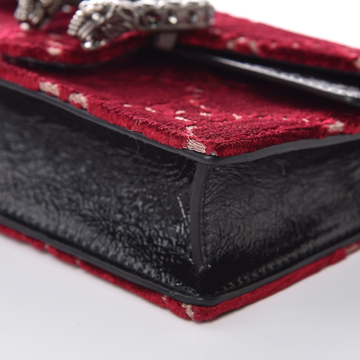 Gucci Velvet GG Monogram Super Mini Dionysus Shoulder Bag Red Cipria Black 8 of 11