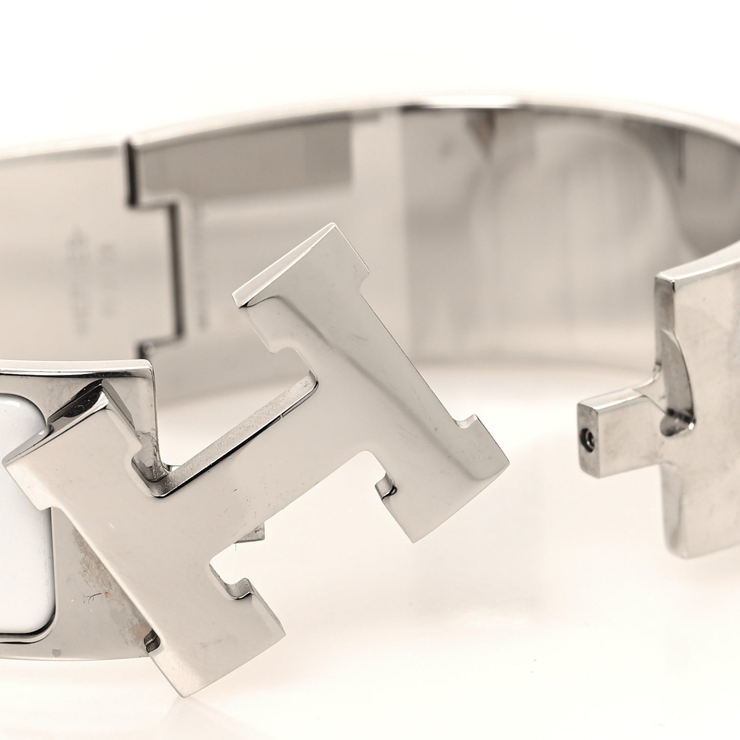 Enamel Wide Clic Clac H Bracelet GM White