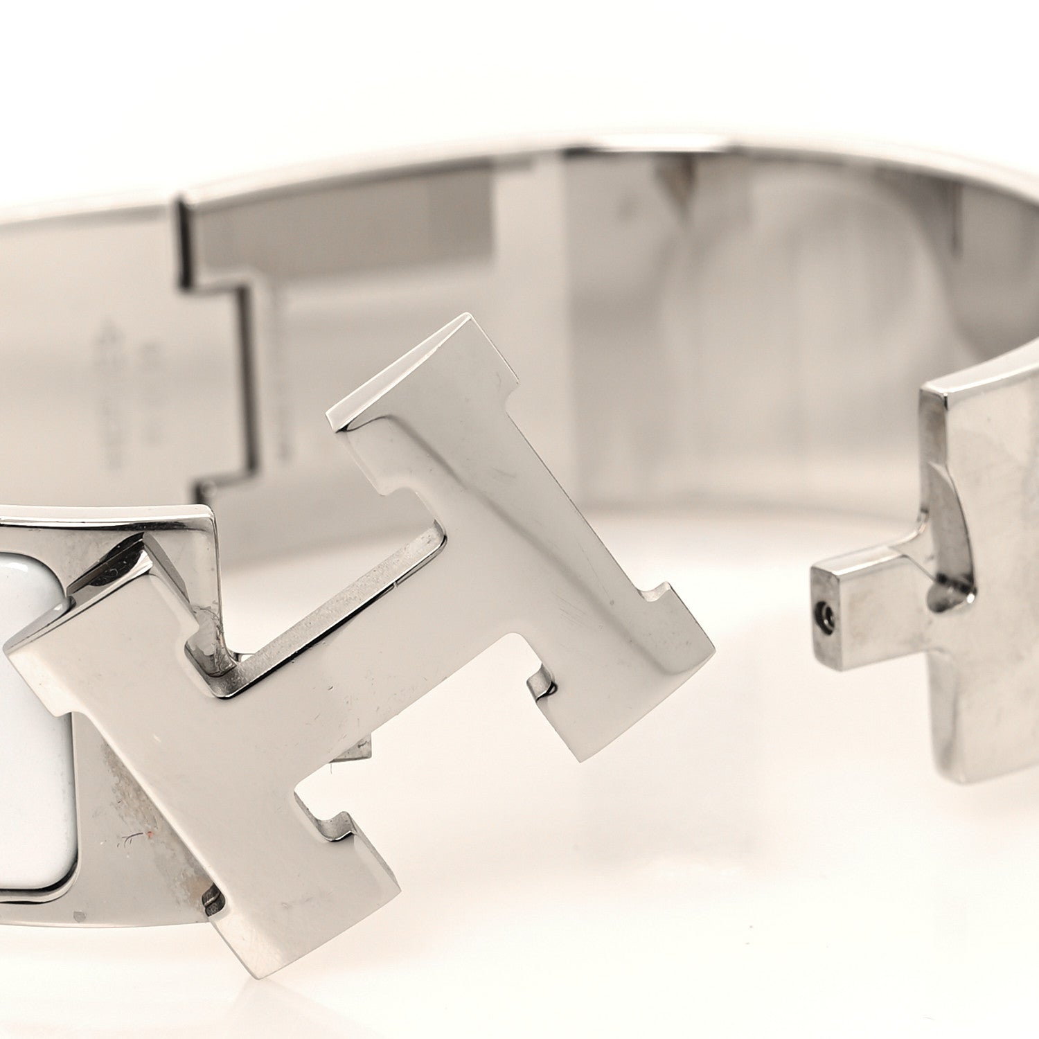 Hermes Enamel Wide Clic Clac H Bracelet GM White 4 of 5