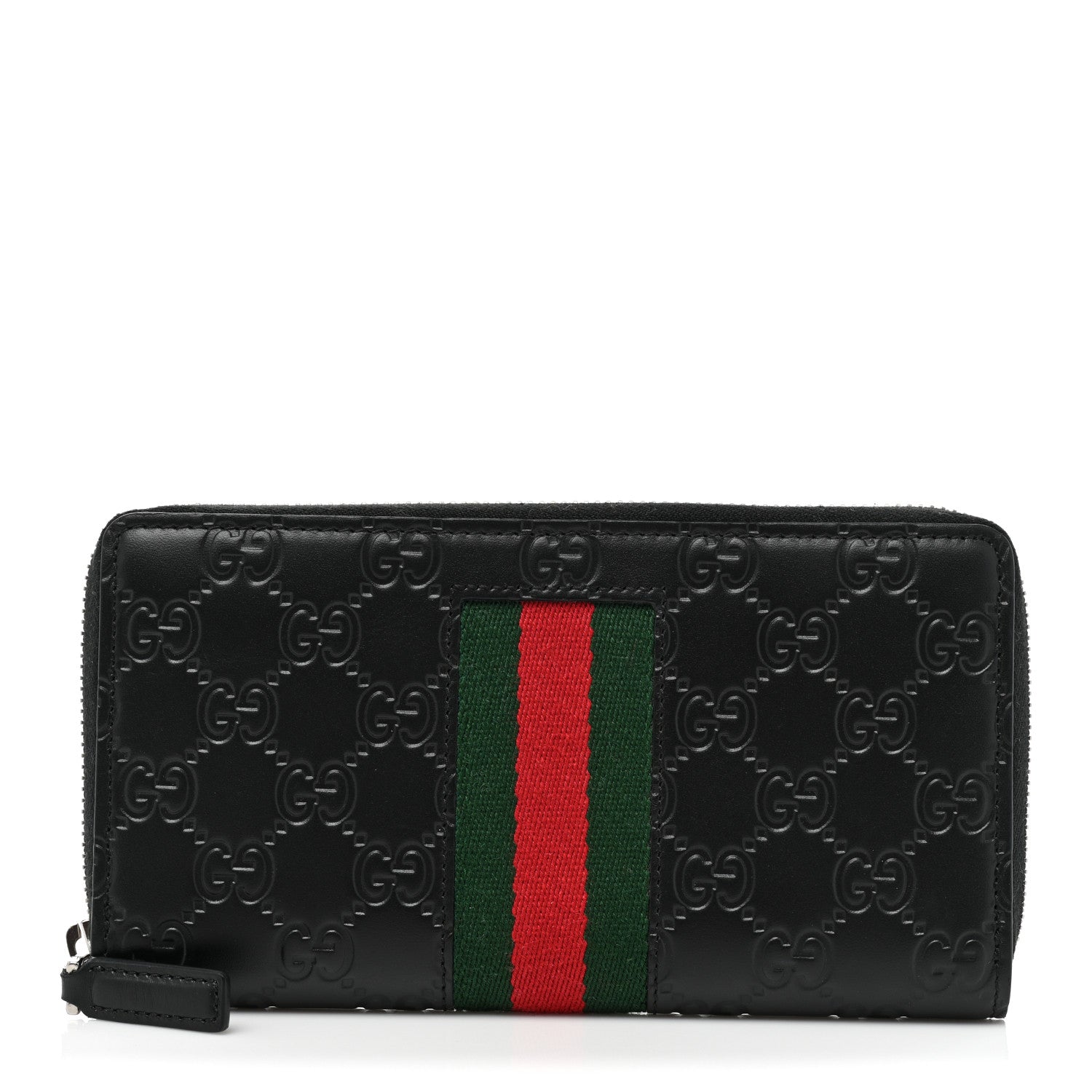 Gucci Guccissima Web Zip Around Wallet Black 1 of 11