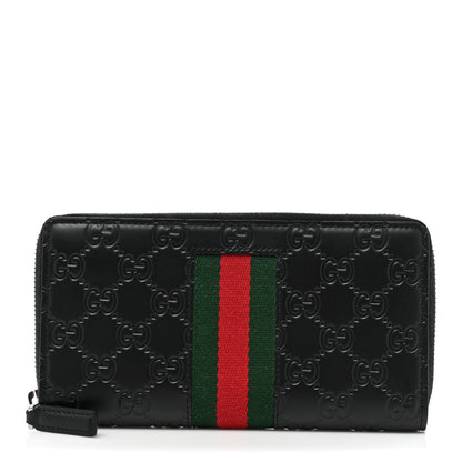 Gucci Guccissima Web Zip Around Wallet Black 1 of 11