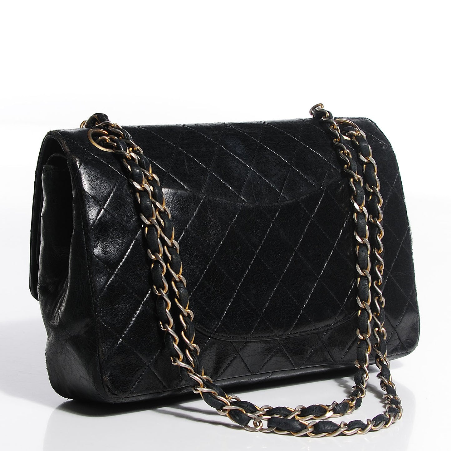 Lambskin Quilted Medium Double Flap Black