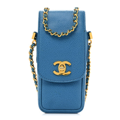 Chanel Caviar Phone Holder Crossbody Blue 1 of 14