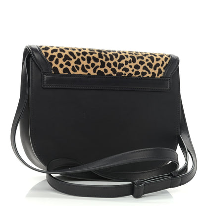 Saint Laurent Pony Hair Calfskin Leopard Print Monogram Medium Kaia Satchel Black 3 of 11