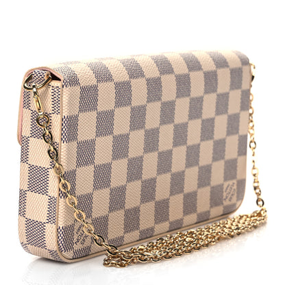 Louis Vuitton Damier Azur Pochette Felicie Chain Wallet Rose Ballerine 3 of 9