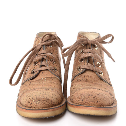 Chanel Cork Lace Up Boots 37 Beige Gold 2 of 11