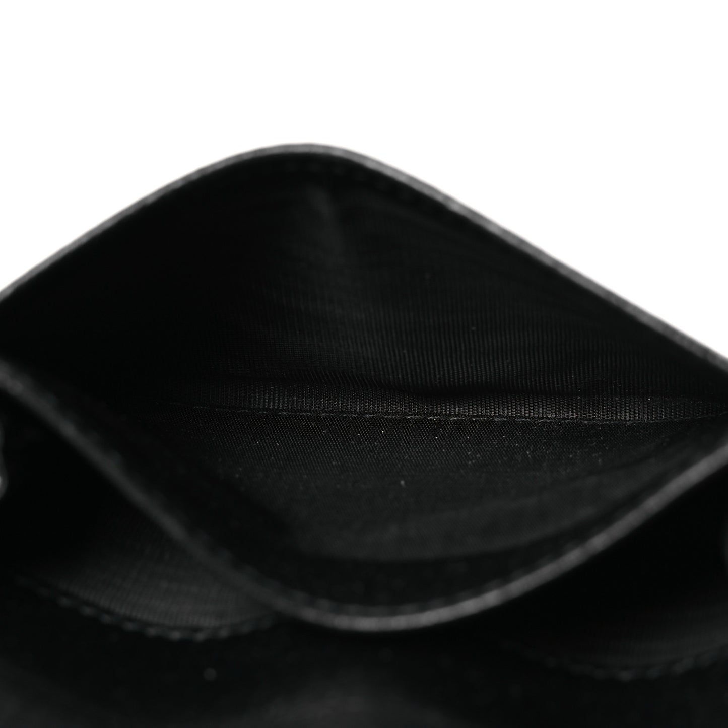 Textured Dollar Calfskin Interlocking G Card Case Black
