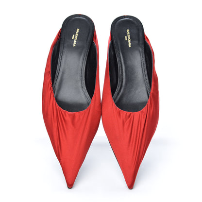 Balenciaga Satin De Soie Skimmer Mules 39.5 Rouge Cardinal 5 of 10