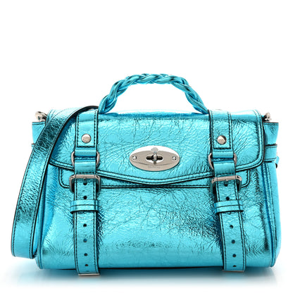 Mulberry Metallic Crinkled Calfskin Mini Alexa Portobello Blue 1 of 13