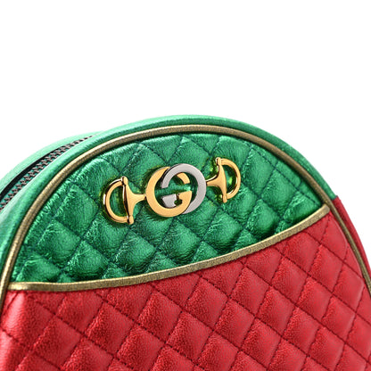 Gucci Laminated Nappa Trapuntata Mini Zumi Dome Shoulder Bag Rosso Jasmine Green Rame 11 of 11