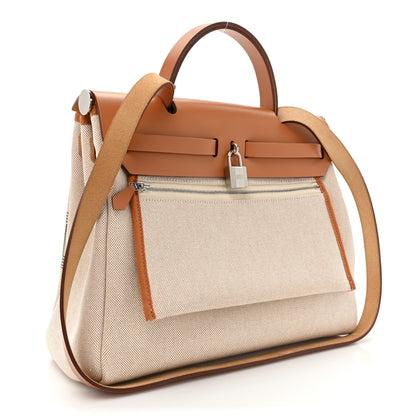 Hermes H Plume Canvas Vache Hunter Circuit 24 Herbag Zip Retourne 31 Gris Meyer Ecru Beige Naturel 4 of 12
