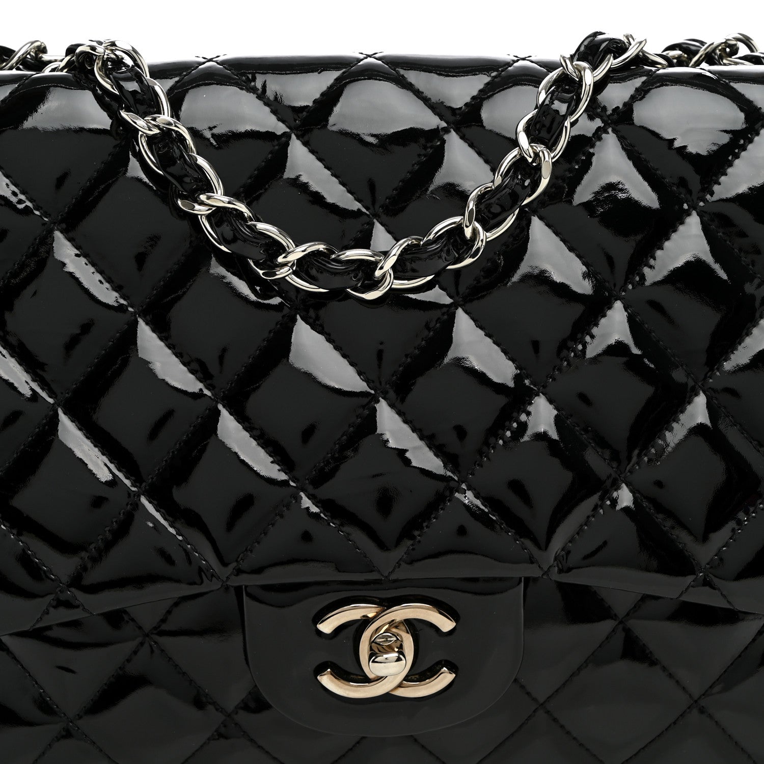 Chanel Patent Quilted Jumbo Single Flap Black 8 of 10