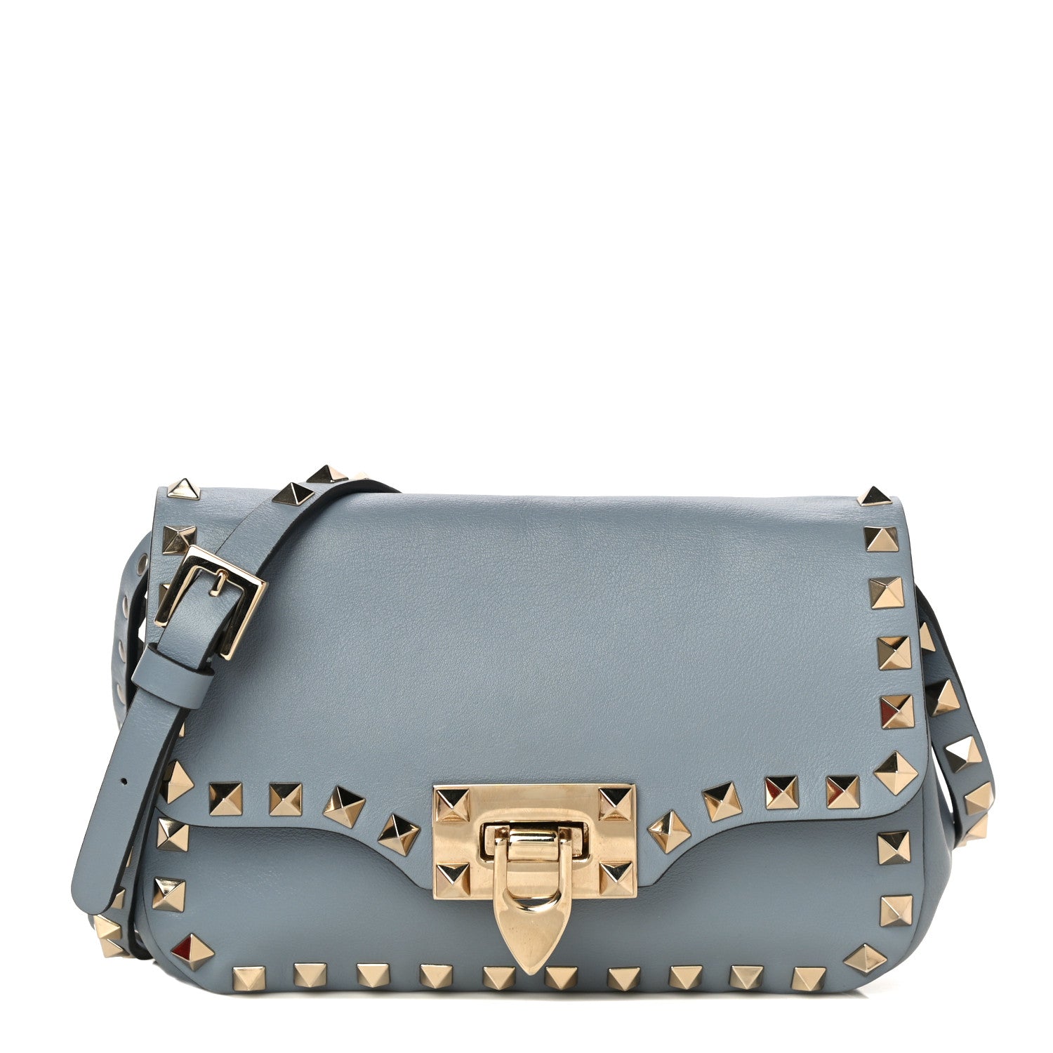 Valentino Garavani Vitello Mini Rockstud Flap Saddle Crossbody Bag London Stone 1 of 10