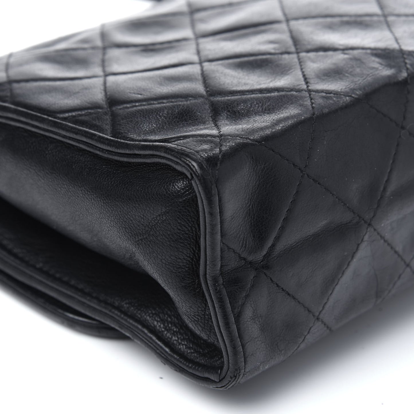 Lambskin Quilted Small Tassel Single Flap Black