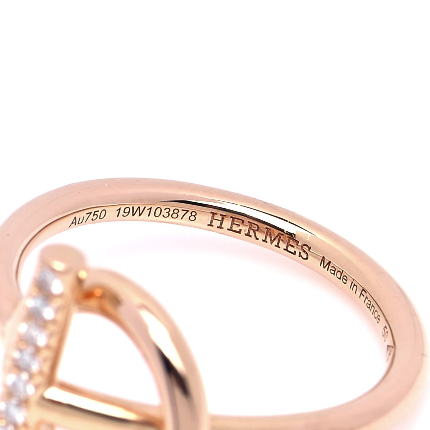 Hermes 18K Rose Gold Diamond PM Echappee Ring 50 5.25 4 of 4
