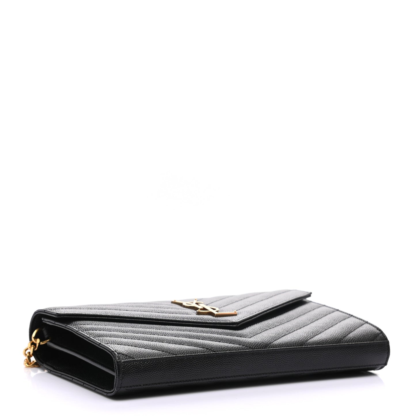 Grain De Poudre Matelasse Chevron Monogram Chain Wallet Black