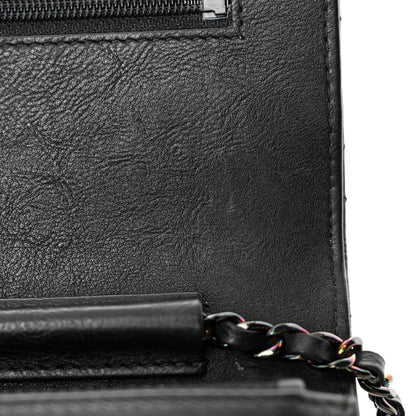 Chanel Crumpled Calfskin Quilted Wallet On Chain WOC So Black 12 of 17