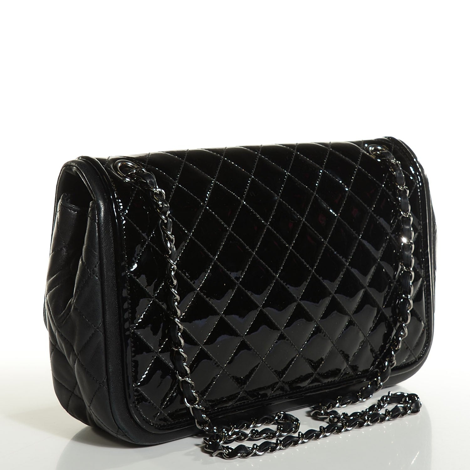 Chanel Patent Quilted Jumbo Classic Twist Flap Bag Black 3 of 8