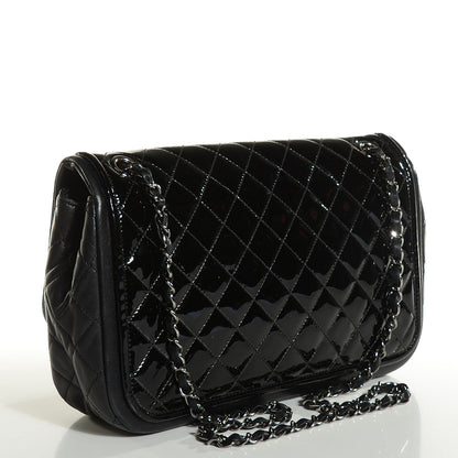 Chanel Patent Quilted Jumbo Classic Twist Flap Bag Black 3 of 8