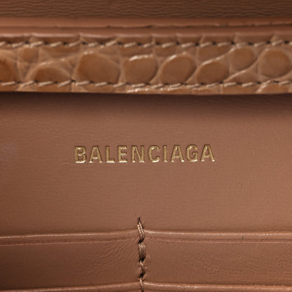 Balenciaga Shiny Calfskin Crocodile Embossed Hourglass Chain Bag Nude Beige 6 of 6