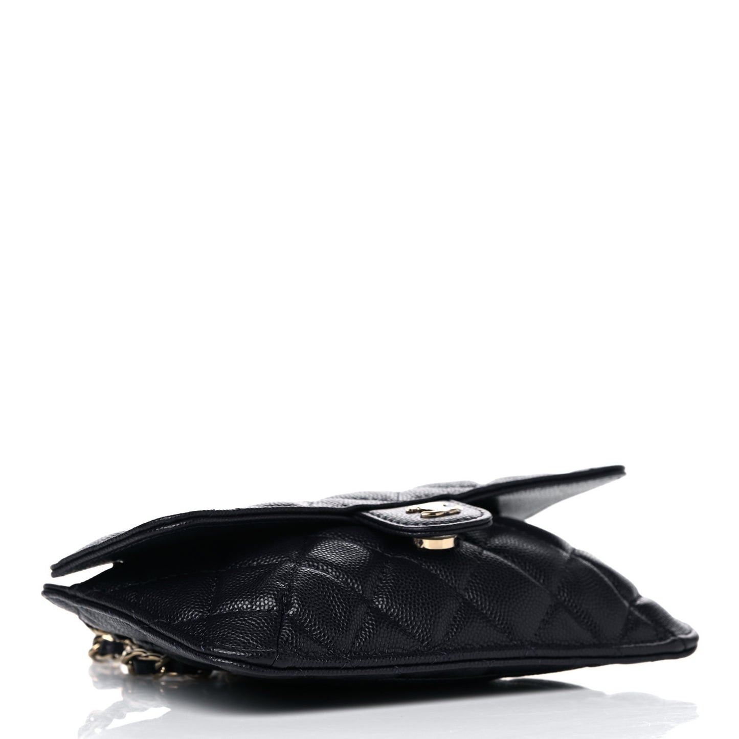 Caviar Fabric Quilted Foldable Tote With Chain Black Multicolor