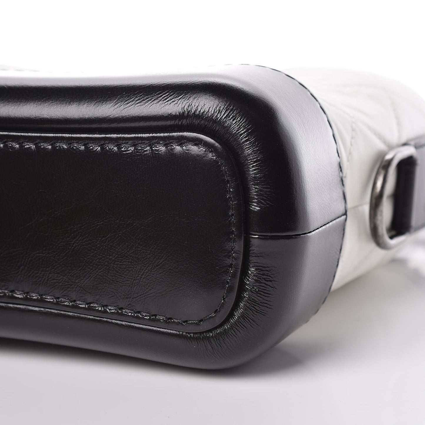 Aged Calfskin Quilted Small Gabrielle Hobo Black White