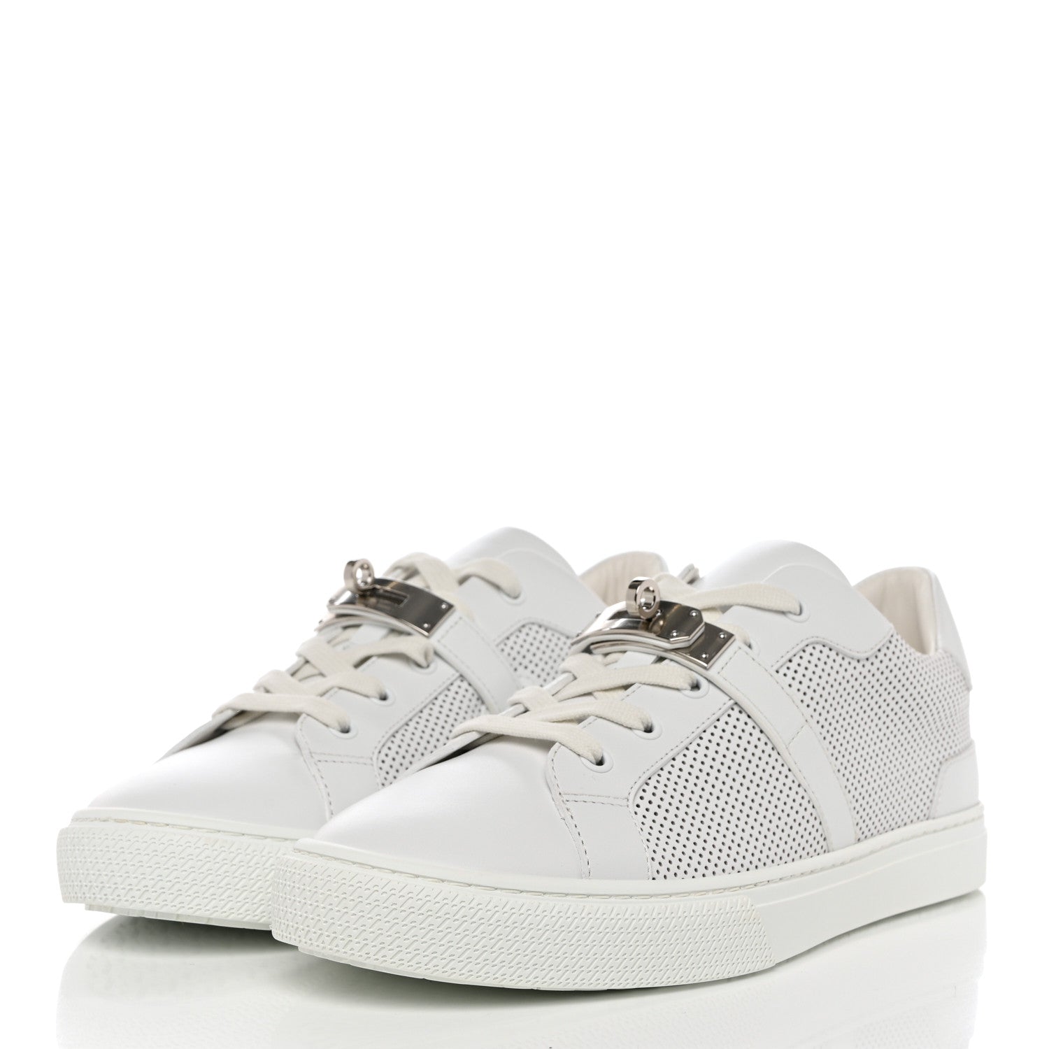 Hermes Calfskin Perforated Day Sneakers 41.5 White 3 of 9